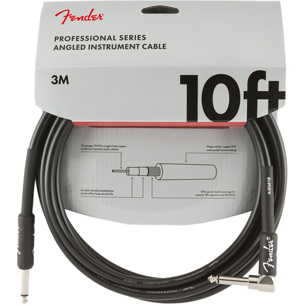 FENDER PRO INSTRUMENT CABLE BLK ANG 3m