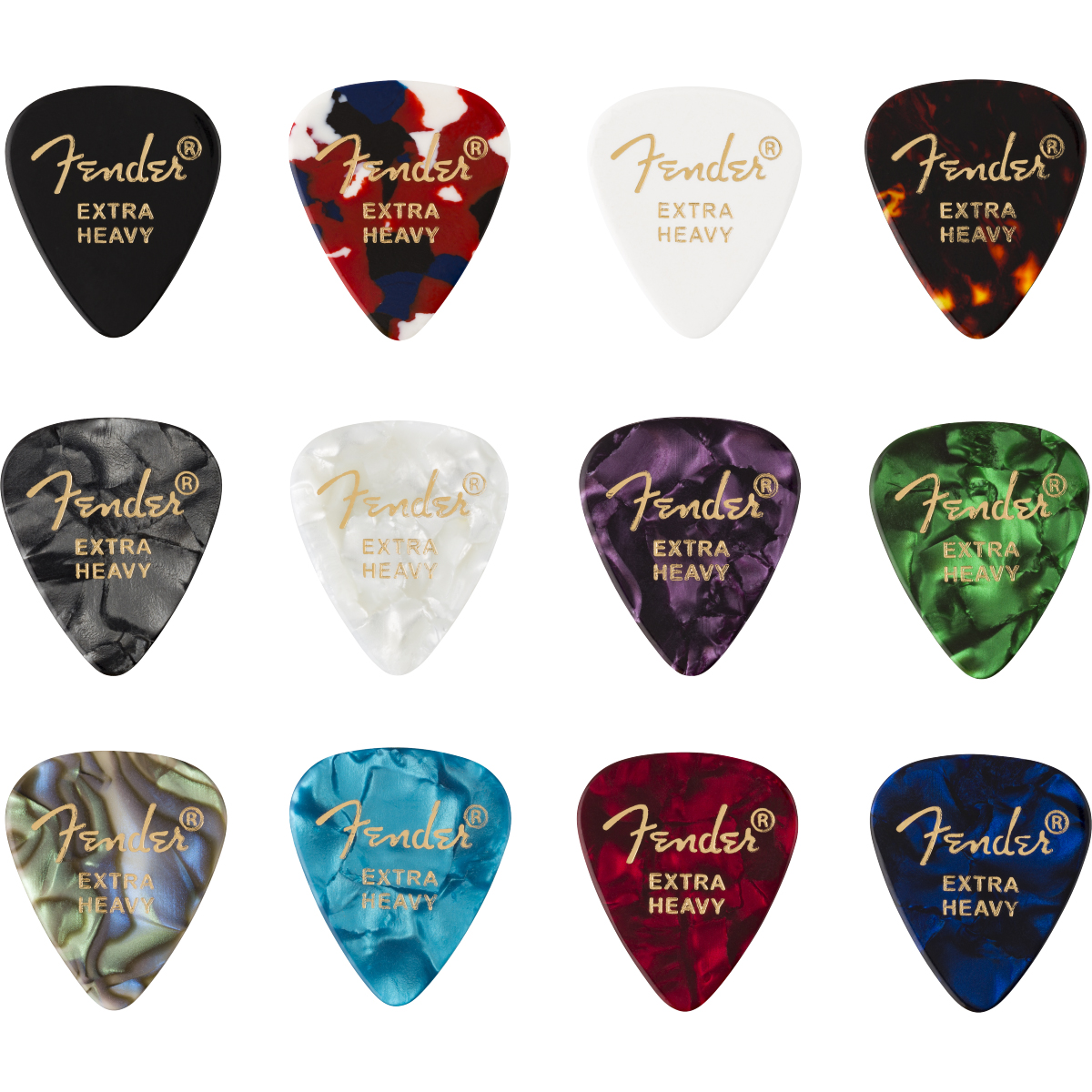 FENDER 351 CELLULOID MEDLEY (12) PICKS EXTRA HEAVY