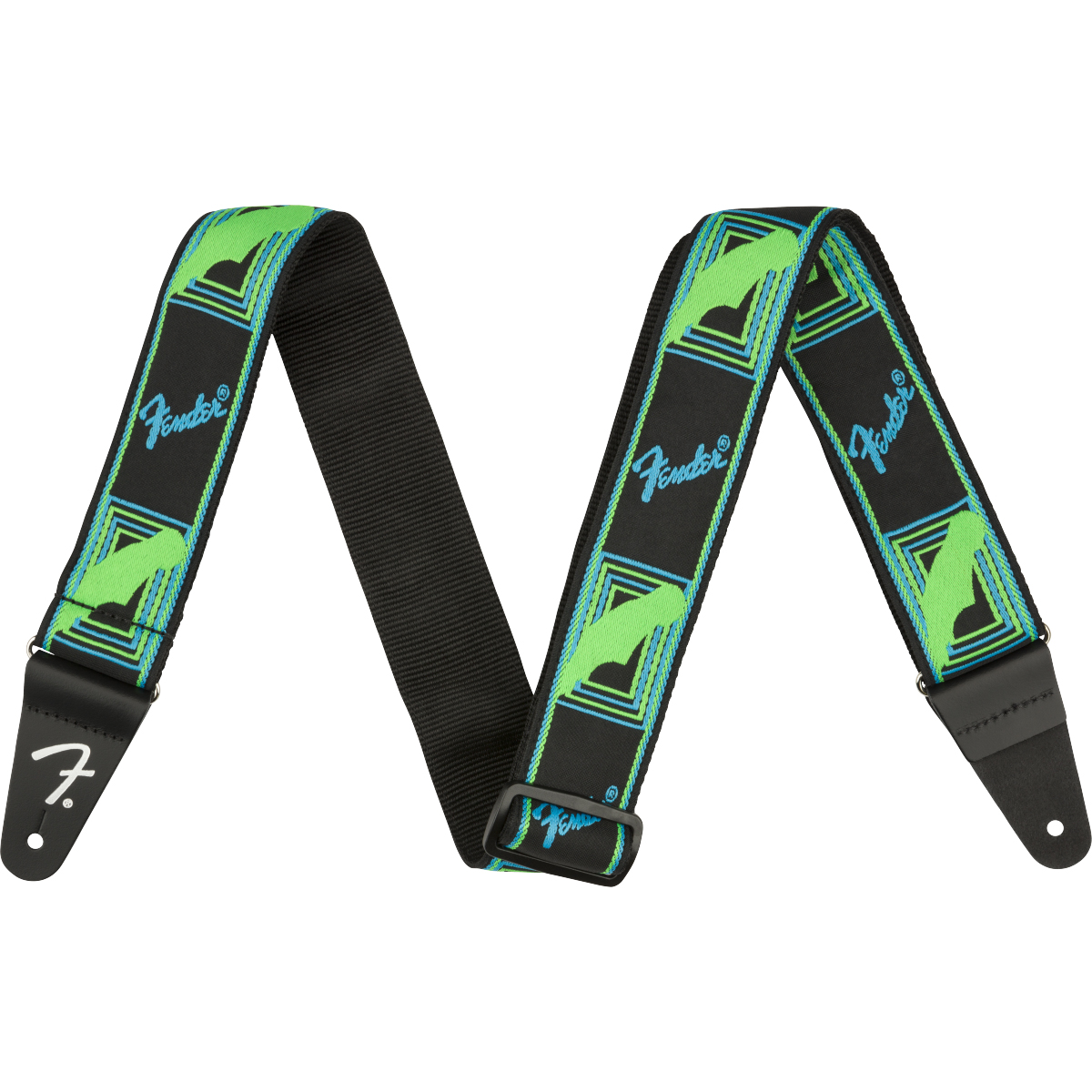 FENDER NEON MONOGRAM GRN/BLUE GUITAR STRAP