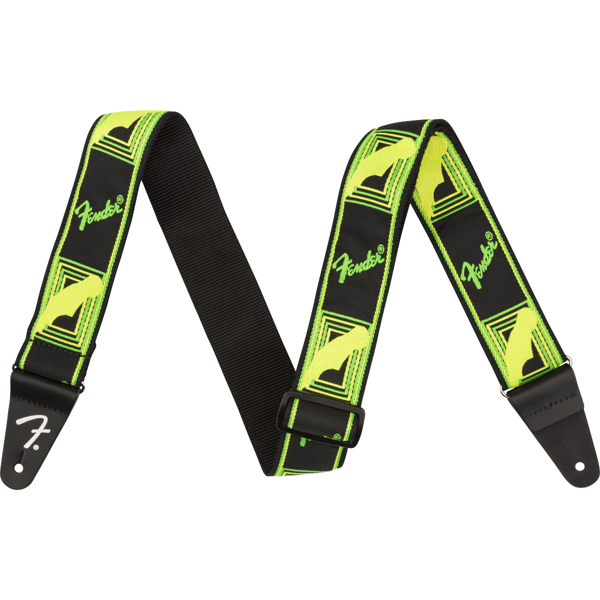 FENDER NEON MONOGRAM GRN/YLW GUITAR STRAP