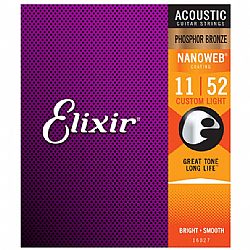 ELIXIR 16027 PH.BRONZE NANOWEB ACOUSTIC GUITAR STRINGS 11-52